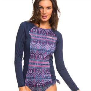 Roxy Quicksilver Swim Long Sleeve Rash Guard Surf Top Shirt Ocean Pool UPF 50+